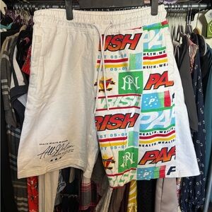 All Nation White and Multicolor Men's Athletic Shorts